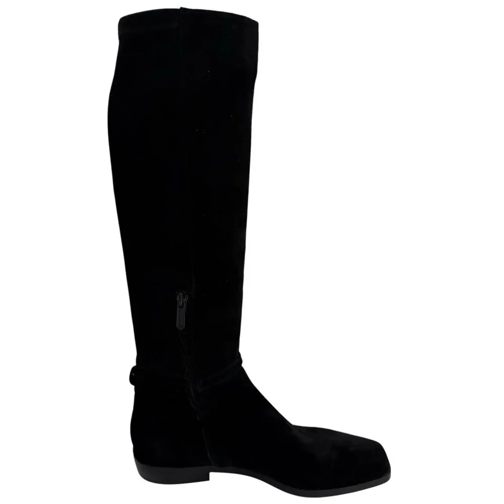 Sam Edelman Clive Black Knee High Suede Square Toe Stretch Boots Womens Sz 7